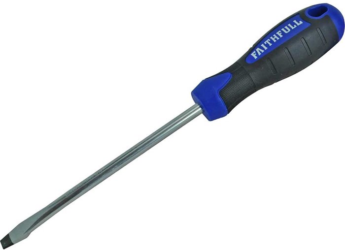 Tooled Up | Faithfull Faithfull Soft Grip Flared Slotted Tip Screwdriver 8mm 150mm Faithfull Faithfull Soft Grip Flared Slotted Tip Screwdriver 8mm 150mm