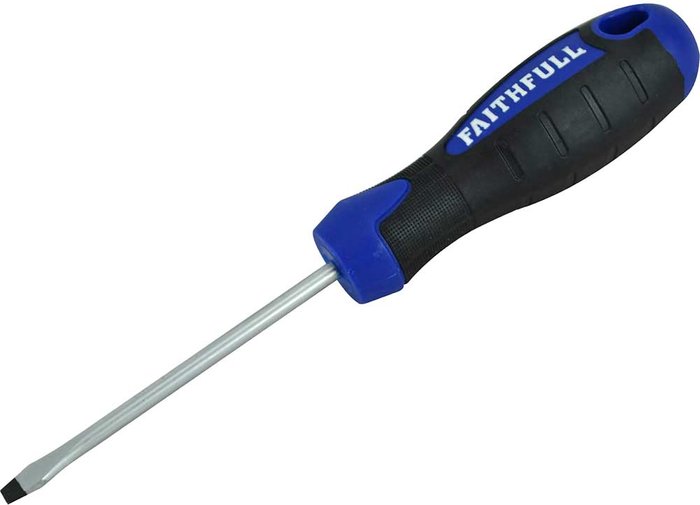 Tooled Up | Faithfull Faithfull Soft Grip Flared Slotted Tip Screwdriver 4mm 75mm Faithfull Faithfull Soft Grip Flared Slotted Tip Screwdriver 4mm 75mm