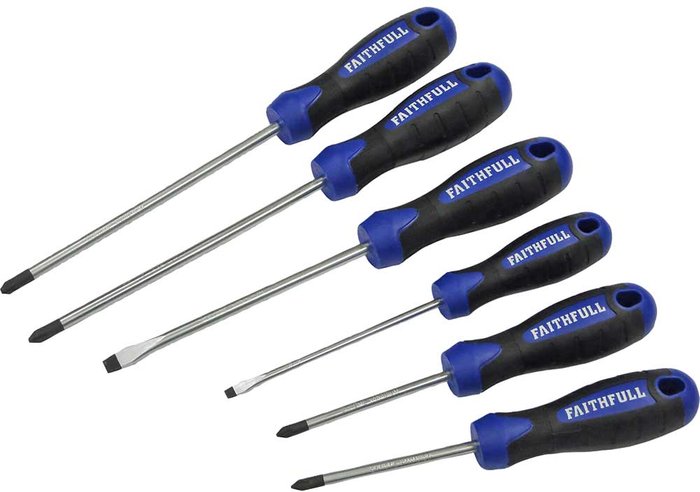Tooled Up | Faithfull Faithfull Boxed Soft Grip Screwdriver Set 6 Piece SL/PH/PZ Faithfull Faithfull Boxed Soft Grip Screwdriver Set 6 Piece SL/PH/PZ