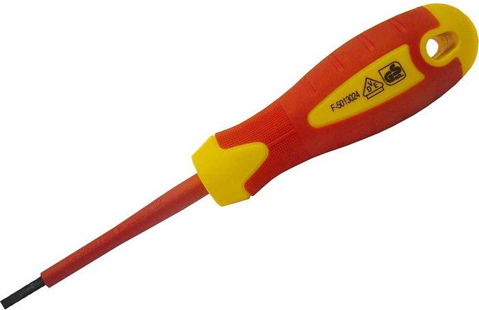 Tooled Up | Faithfull Faithfull VDE Insulated Soft Grip Slotted Screwdriver 5.5mm 125mm Faithfull Faithfull VDE Insulated Soft Grip Slotted Screwdriver 5.5mm 125mm