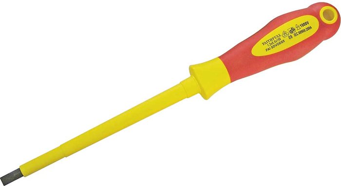 Tooled Up | Faithfull Faithfull VDE Insulated Soft Grip Slotted Screwdriver 6.5mm 150mm Faithfull Faithfull VDE Insulated Soft Grip Slotted Screwdriver 6.5mm 150mm