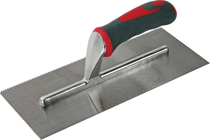 Tooled Up | Faithfull Faithfull Notched Trowel V 3mm Soft Grip Handle - 11 x 4.1/2 inch Faithfull Faithfull Notched Trowel V 3mm Soft Grip Handle - 11 x 4.1/2 inch