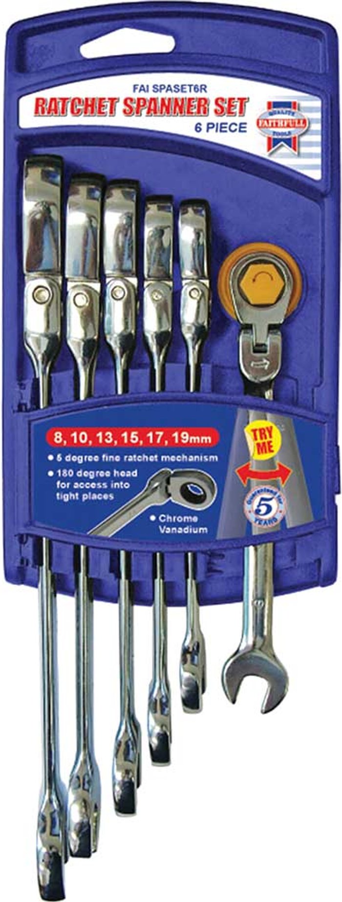 Tooled Up | Faithfull Faithfull 6 Piece Flexible Ratchet Combination Spanner Set Faithfull Faithfull 6 Piece Flexible Ratchet Combination Spanner Set