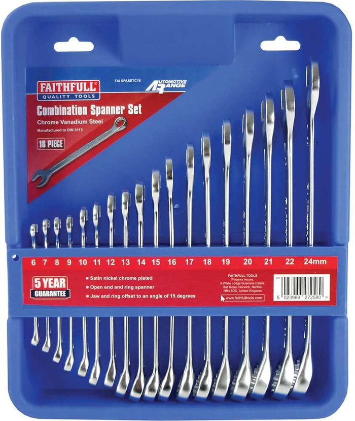 Tooled Up | Faithfull Faithfull 18 Piece Combination Spanner Set Metric Faithfull Faithfull 18 Piece Combination Spanner Set Metric