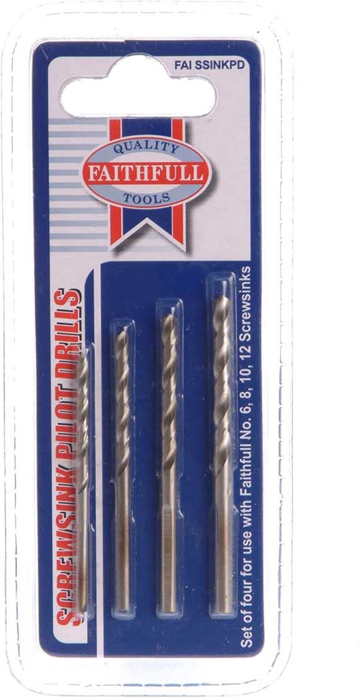 Tooled Up | Faithfull Faithfull Pilot Drill Set for Screwsinks Pack of 4 Faithfull Faithfull Pilot Drill Set for Screwsinks Pack of 4
