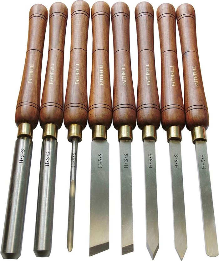 Tooled Up | Faithfull Faithfull HSS Turning Chisel Wooden Boxed Set of 8 Faithfull Faithfull HSS Turning Chisel Wooden Boxed Set of 8