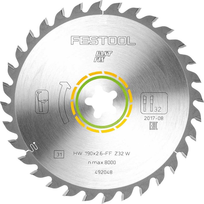 Tooled Up | FESTOOL Festool Universal Wood Cutting Circular Saw Blade 190mm 32T FastFix FESTOOL Festool Universal Wood Cutting Circular Saw Blade 190mm 32T FastFix