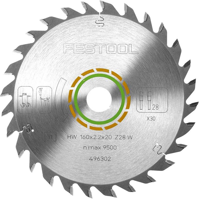 Tooled Up | FESTOOL Festool Wood Cutting Plunge Saw Blade 160mm 28T 20mm FESTOOL Festool Wood Cutting Plunge Saw Blade 160mm 28T 20mm