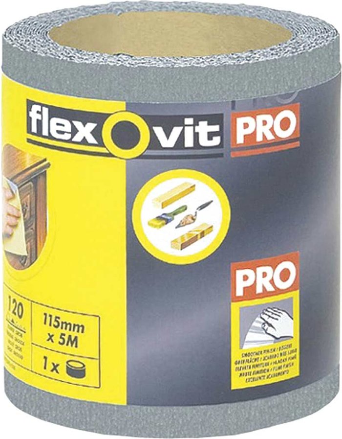 Tooled Up | Flexovit Flexovit High Performance Finishing Sanding Roll 115mm 5m 120g Flexovit Flexovit High Performance Finishing Sanding Roll 115mm 5m 120g