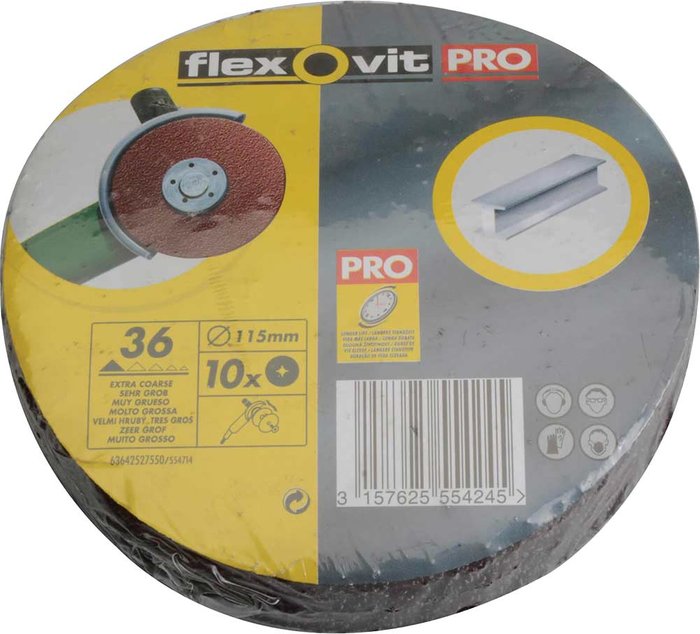 Tooled Up | Flexovit Flexovit Aluminium Oxide Fibre Discs 115mm 36g Pack of 10 Flexovit Flexovit Aluminium Oxide Fibre Discs 115mm 36g Pack of 10
