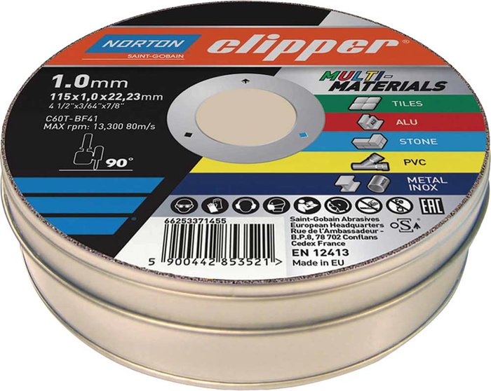 Tooled Up | Norton Norton Clipper Multi Material Cutting Disc 115mm Pack of 10 Norton Norton Clipper Multi Material Cutting Disc 115mm Pack of 10