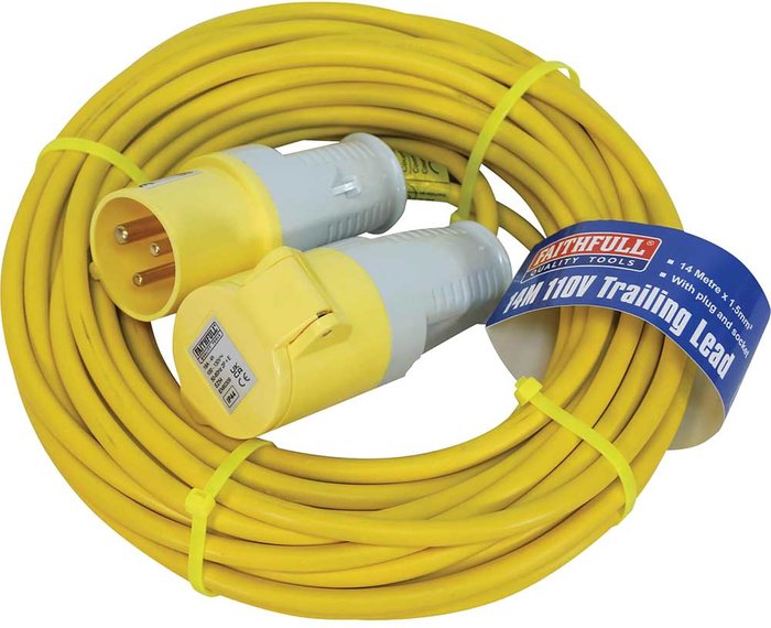 Tooled Up | Faithfull Faithfull Extension Trailing Lead 16 amp Yellow Cable 110v 14m Faithfull Faithfull Extension Trailing Lead 16 amp Yellow Cable 110v 14m