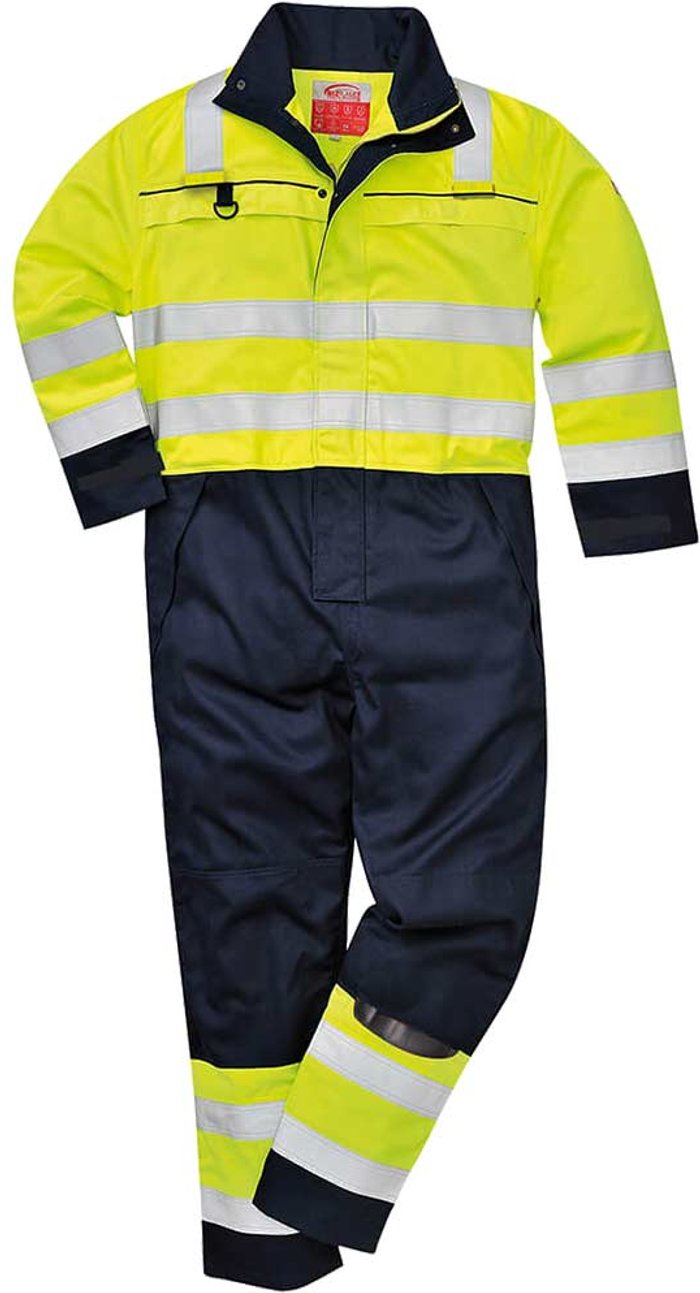Tooled Up | Bizflame Biz Flame Hi Vis Multi-Norm Flame Resistant Coverall Yellow / Navy L Bizflame Biz Flame Hi Vis Multi-Norm Flame Resistant Coverall Yellow / Navy L