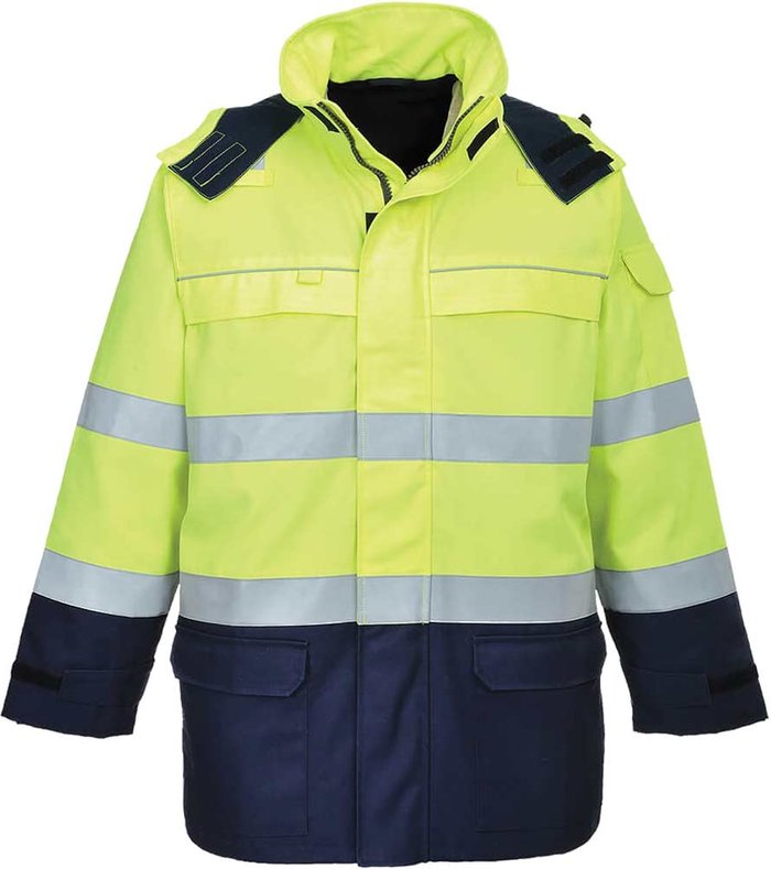 Tooled Up | Bizflame Biz Flame Hi Vis Flame Resistant Multi Arc Jacket Yellow / Navy M Bizflame Biz Flame Hi Vis Flame Resistant Multi Arc Jacket Yellow / Navy M