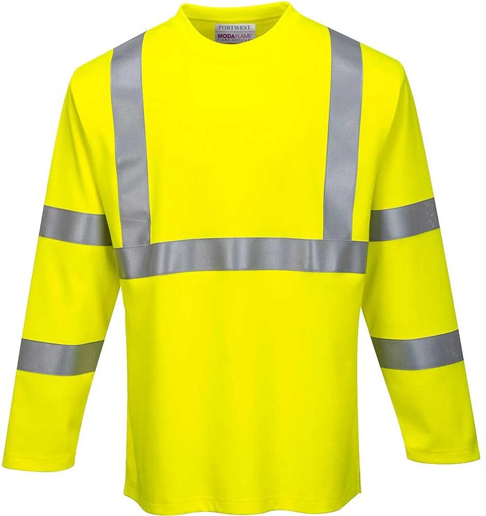 Tooled Up | Portwest Portwest Flame Resistant Hi Vis Long Sleeve T Shirt Yellow L Portwest Portwest Flame Resistant Hi Vis Long Sleeve T Shirt Yellow L