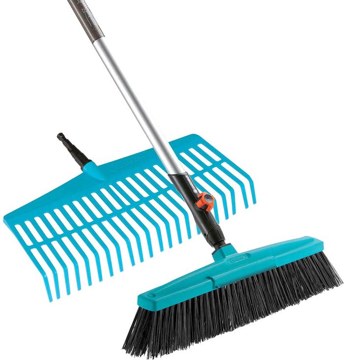 Tooled Up | Gardena Gardena COMBISYSTEM Lawn Rake and Road Broom Set Gardena Gardena COMBISYSTEM Lawn Rake and Road Broom Set