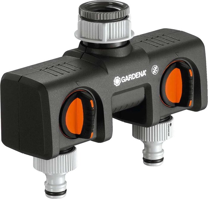 Tooled Up | Gardena Gardena ORIGINAL Dual Output Threaded Tap Hose Pipe Connector 21 & 26.5mm Gardena Gardena ORIGINAL Dual Output Threaded Tap Hose Pipe Connector 21 & 26.5mm