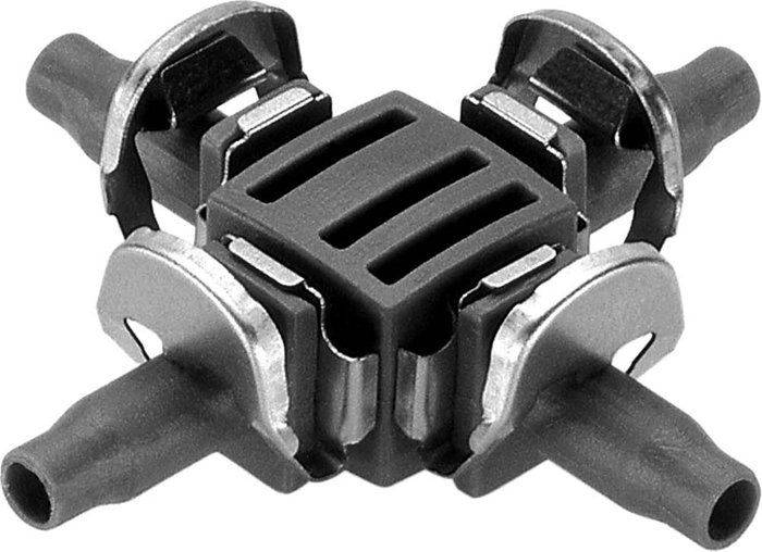 Tooled Up | Gardena Gardena MICRO DRIP 4 Way Coupling 3/16 Gardena Gardena MICRO DRIP 4 Way Coupling 3/16