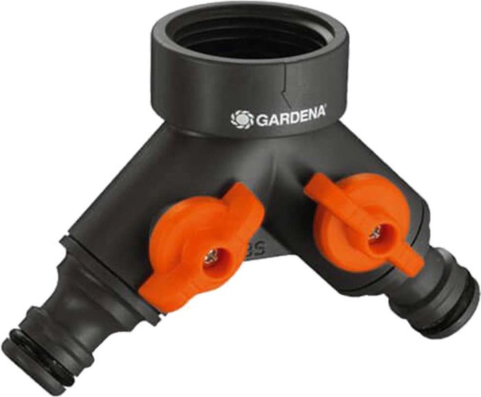 Tooled Up | Gardena Gardena ORIGINAL Small Dual Output Hose Pipe Threaded Tap Connector 21mm Gardena Gardena ORIGINAL Small Dual Output Hose Pipe Threaded Tap Connector 21mm