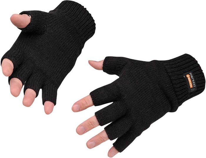 Tooled Up | Portwest Portwest Fingerless Insulatex Lined Knit Gloves Black One Size Portwest Portwest Fingerless Insulatex Lined Knit Gloves Black One Size