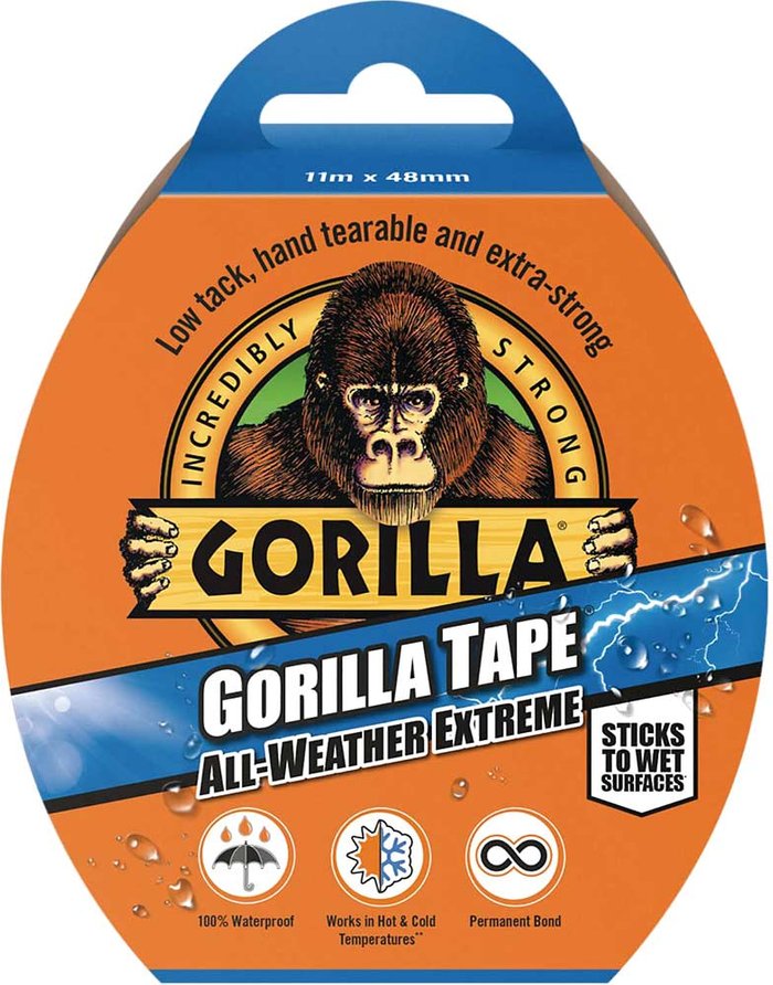 Tooled Up | GORILLA GLUE 3044020 Gorilla Tape All-Weather Extreme 48mm x 11m Black - Gorilla Glue GORILLA GLUE 3044020 Gorilla Tape All-Weather Extreme 48mm x 11m Black - Gorilla Glue