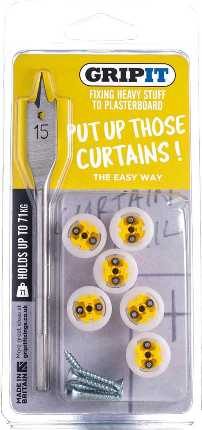 Tooled Up | Gripit Gripit Complete Plasterboard Curtain Rail Mounting Kit Gripit Gripit Complete Plasterboard Curtain Rail Mounting Kit