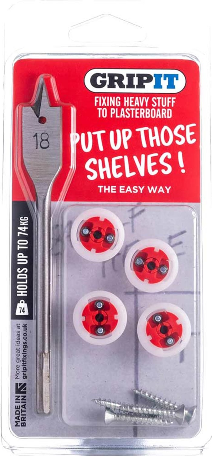 Tooled Up | Gripit Gripit Complete Plasterboard Shelf Mounting Kit Gripit Gripit Complete Plasterboard Shelf Mounting Kit