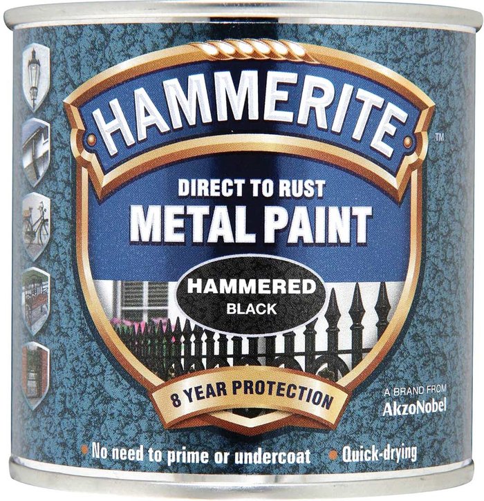 Tooled Up | Hammerite Hammerite Hammered Finish Metal Paint Black 250ml Hammerite Hammerite Hammered Finish Metal Paint Black 250ml