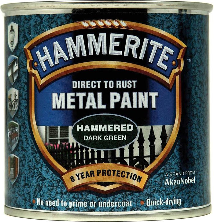 Tooled Up | Hammerite Hammerite Hammered Finish Metal Paint Dark Green 250ml Hammerite Hammerite Hammered Finish Metal Paint Dark Green 250ml