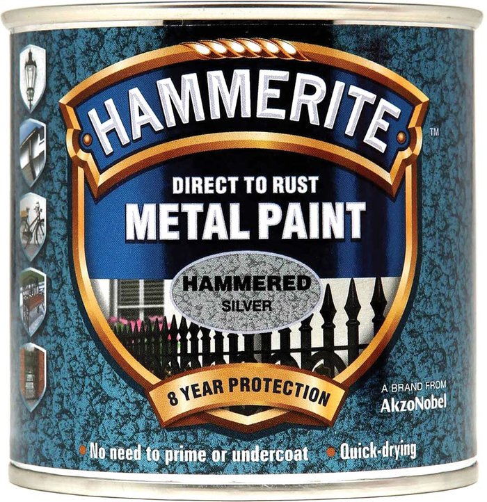 Tooled Up | Hammerite Hammerite Hammered Finish Metal Paint Silver Grey 250ml Hammerite Hammerite Hammered Finish Metal Paint Silver Grey 250ml