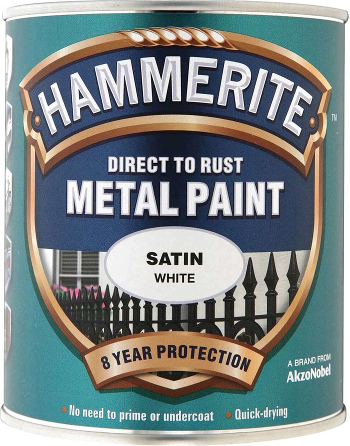 Tooled Up | Hammerite Hammerite Satin Finish Metal Paint White 750ml Hammerite Hammerite Satin Finish Metal Paint White 750ml