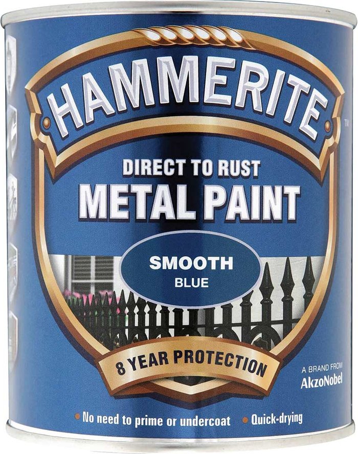 Tooled Up | Hammerite Hammerite Smooth Finish Metal Paint Blue 750ml Hammerite Hammerite Smooth Finish Metal Paint Blue 750ml