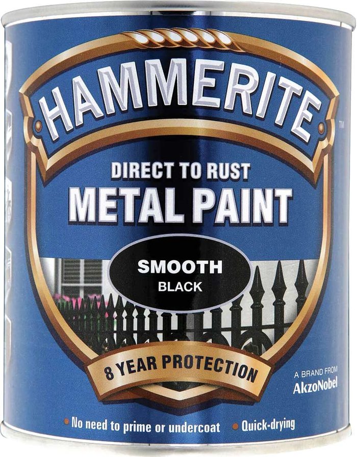 Tooled Up | Hammerite Hammerite Direct To Rust Metal Paint - Smooth Black - 750ml Hammerite Hammerite Direct To Rust Metal Paint - Smooth Black - 750ml