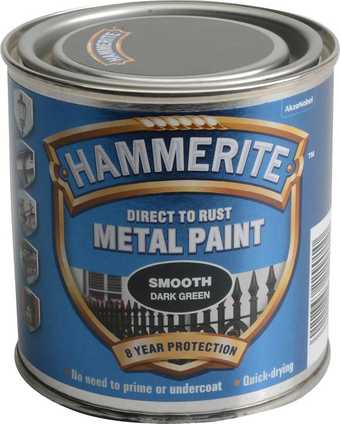 Tooled Up | Hammerite Hammerite Smooth Finish Metal Paint Dark Green 250ml Hammerite Hammerite Smooth Finish Metal Paint Dark Green 250ml