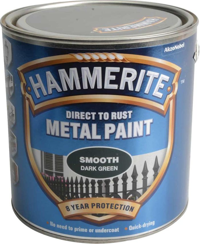 Tooled Up | Hammerite Hammerite Smooth Finish Metal Paint Dark Green 2500ml Hammerite Hammerite Smooth Finish Metal Paint Dark Green 2500ml