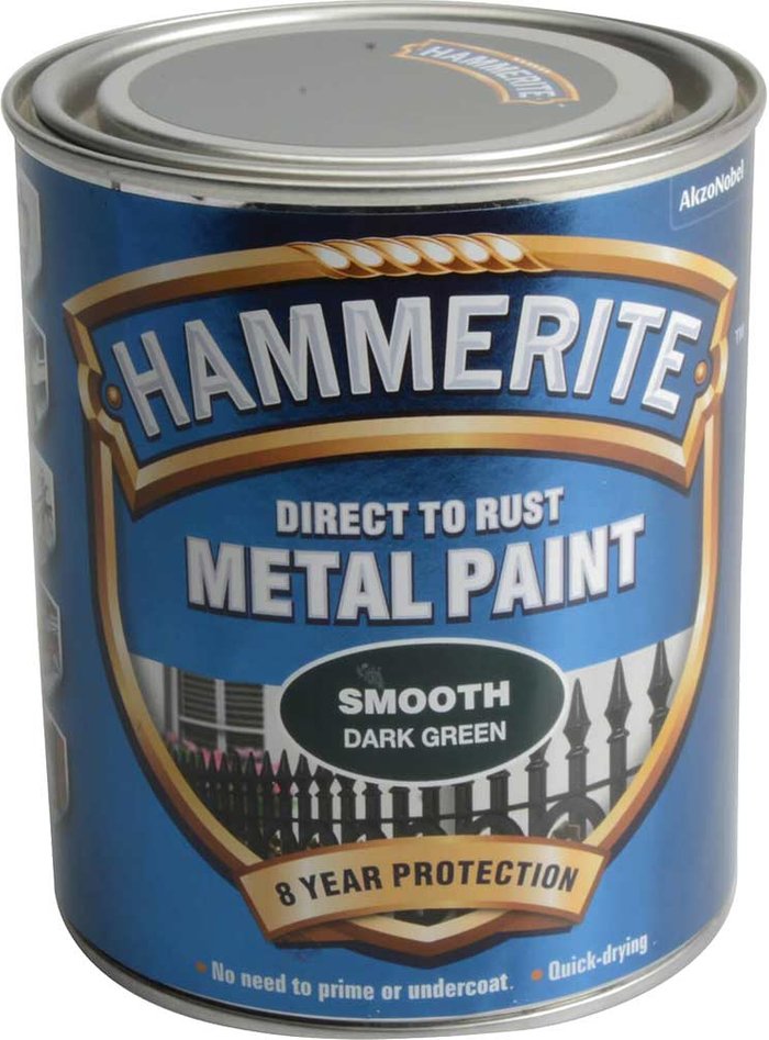 Tooled Up | Hammerite Hammerite Smooth Finish Metal Paint Dark Green 750ml Hammerite Hammerite Smooth Finish Metal Paint Dark Green 750ml