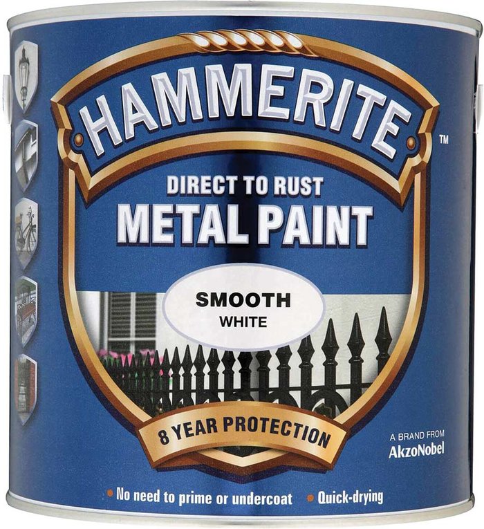 Tooled Up | Hammerite Hammerite Smooth Finish Metal Paint White 2500ml Hammerite Hammerite Smooth Finish Metal Paint White 2500ml