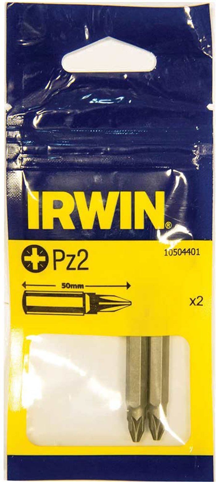 Tooled Up | Irwin Irwin Pozi Screwdriver Bit PZ2 50mm Pack of 2 Irwin Irwin Pozi Screwdriver Bit PZ2 50mm Pack of 2