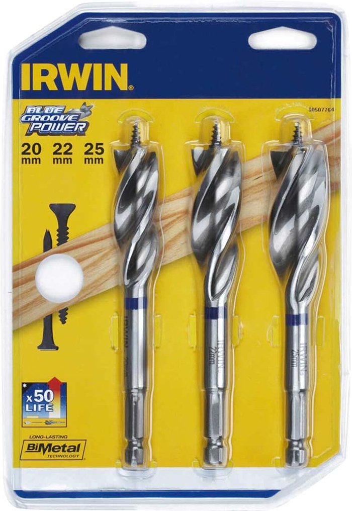 Tooled Up | Irwin Irwin 3 Piece Blue Groove Nail Biteing Power Wood Drill Bit Set Irwin Irwin 3 Piece Blue Groove Nail Biteing Power Wood Drill Bit Set