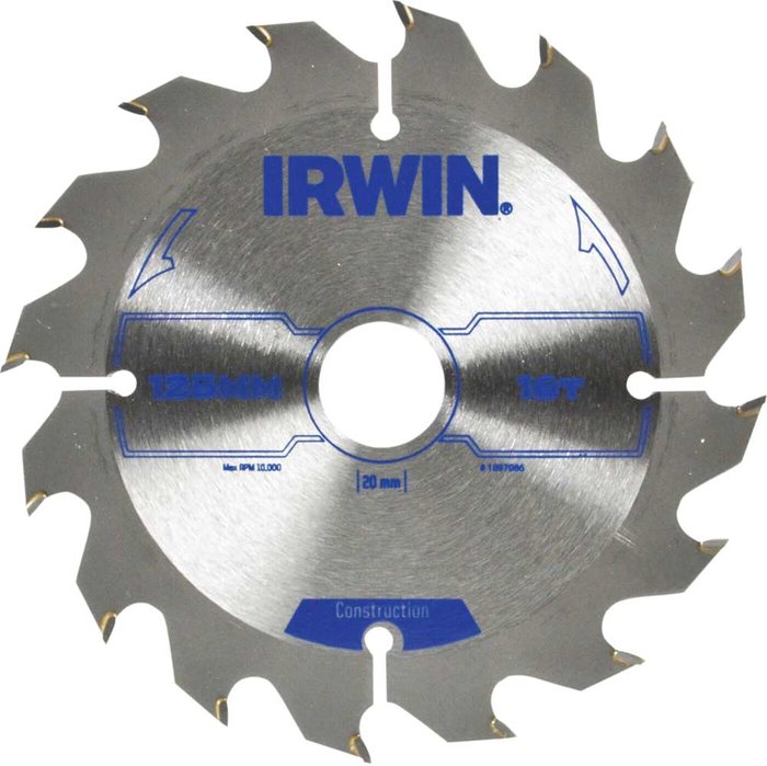Tooled Up | Irwin Irwin ATB Construction Circular Saw Blade 125mm 16T 20mm Irwin Irwin ATB Construction Circular Saw Blade 125mm 16T 20mm