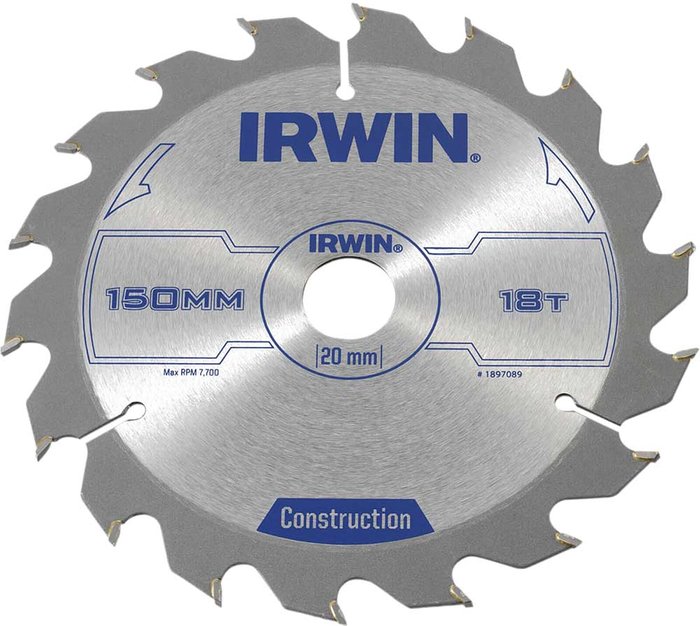 Tooled Up | Irwin Irwin ATB Construction Circular Saw Blade 150mm 18T 20mm Irwin Irwin ATB Construction Circular Saw Blade 150mm 18T 20mm