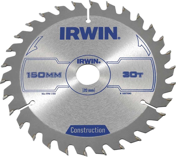 Tooled Up | Irwin Irwin ATB Construction Circular Saw Blade 150mm 30T 20mm Irwin Irwin ATB Construction Circular Saw Blade 150mm 30T 20mm
