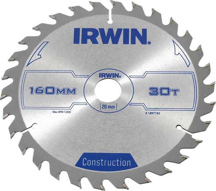 Tooled Up | Irwin Irwin ATB Construction Circular Saw Blade 160mm 30T 20mm Irwin Irwin ATB Construction Circular Saw Blade 160mm 30T 20mm