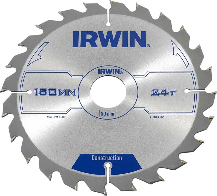 Tooled Up | Irwin Irwin ATB Construction Circular Saw Blade 180mm 24T 30mm Irwin Irwin ATB Construction Circular Saw Blade 180mm 24T 30mm