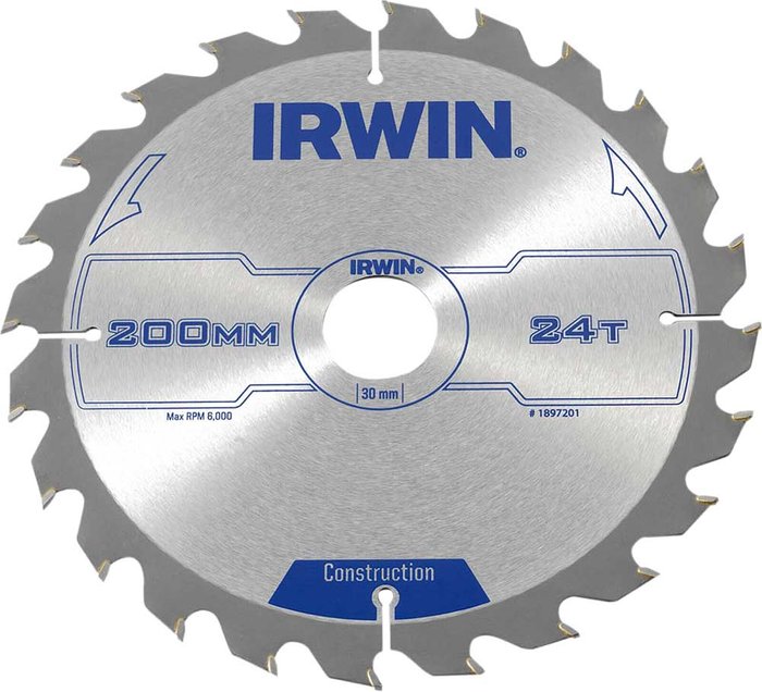 Tooled Up | Irwin Irwin ATB Construction Circular Saw Blade 200mm 24T 30mm Irwin Irwin ATB Construction Circular Saw Blade 200mm 24T 30mm