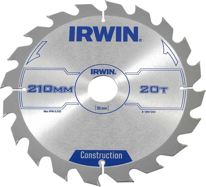 Tooled Up | Irwin Irwin ATB Construction Circular Saw Blade 210mm 20T 30mm Irwin Irwin ATB Construction Circular Saw Blade 210mm 20T 30mm