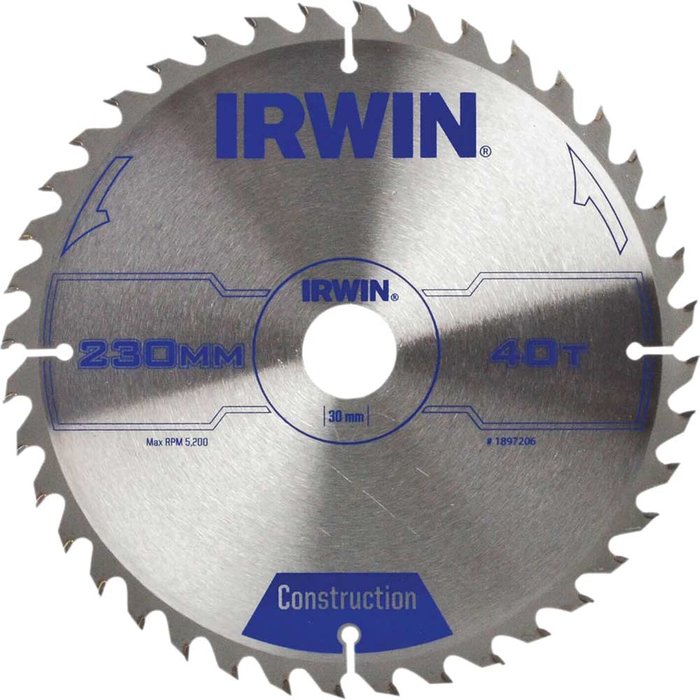Tooled Up | Irwin Irwin ATB Construction Circular Saw Blade 230mm 40T 30mm Irwin Irwin ATB Construction Circular Saw Blade 230mm 40T 30mm