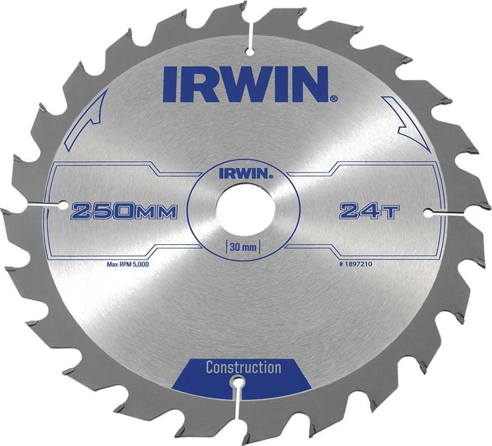 Tooled Up | Irwin Irwin ATB Construction Circular Saw Blade 250mm 24T 30mm Irwin Irwin ATB Construction Circular Saw Blade 250mm 24T 30mm