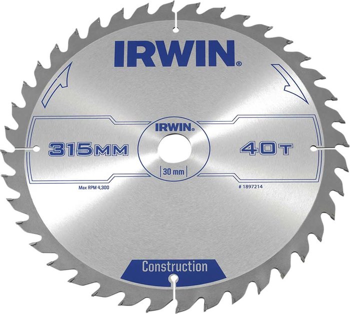Tooled Up | Irwin Irwin ATB Construction Circular Saw Blade 315mm 40T 30mm Irwin Irwin ATB Construction Circular Saw Blade 315mm 40T 30mm