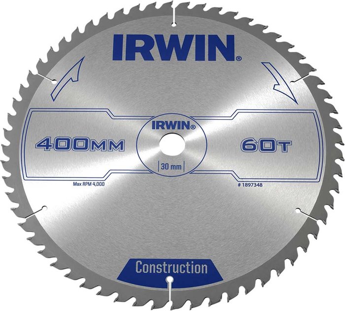 Tooled Up | Irwin Irwin ATB Construction Circular Saw Blade 400mm 60T 30mm Irwin Irwin ATB Construction Circular Saw Blade 400mm 60T 30mm